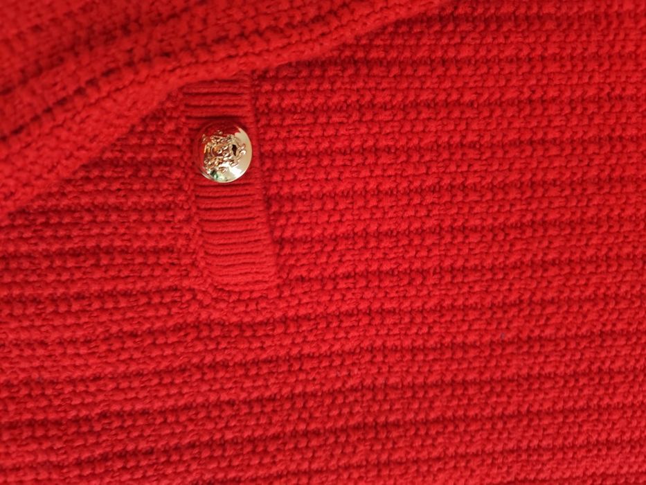 Sweter czerwony h&M 38 M guziki elegancki