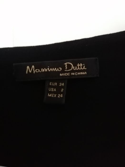 Sukienka Massimo Dutti mała czarna wiskoza koronka wizytowa prosta