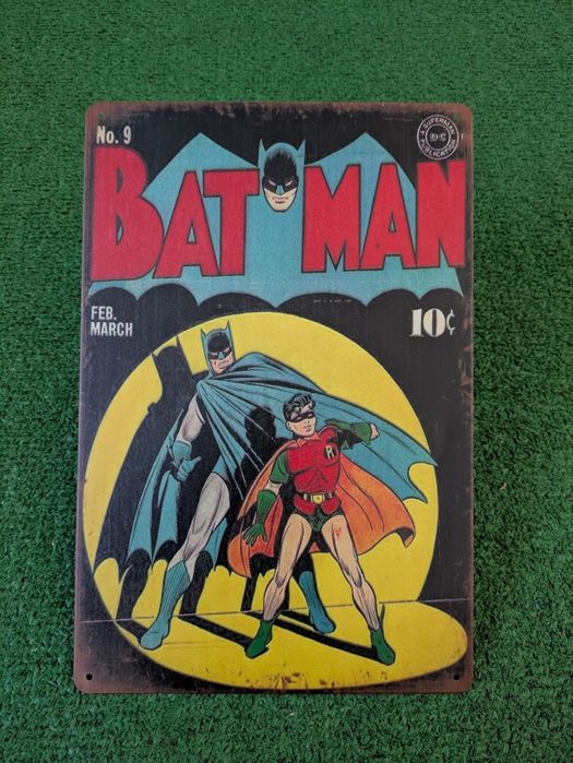 Placa Metálica Decorativa Batman e Robin – Capa de BD Clássica No. 9 Vintage
