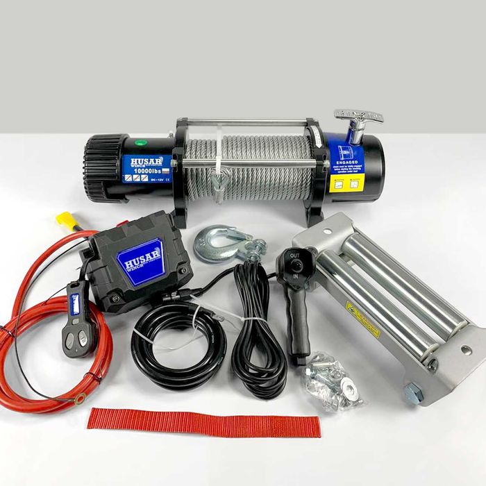 Лебедка электрическая 4500 кг 12В стальной трос Husar Польша Оригинал