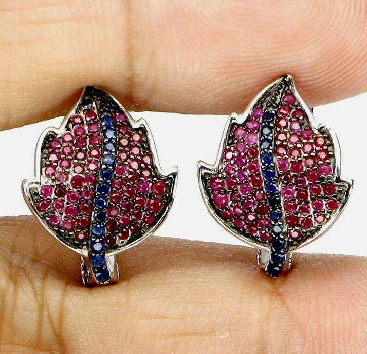 Серьги с натуральными Рубинами и Сапфирами