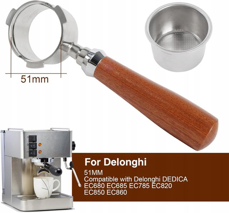 Kolba bez dna 51mm do DeLonghi Dedica EC680/EC685/ EC785/EC820/EC850