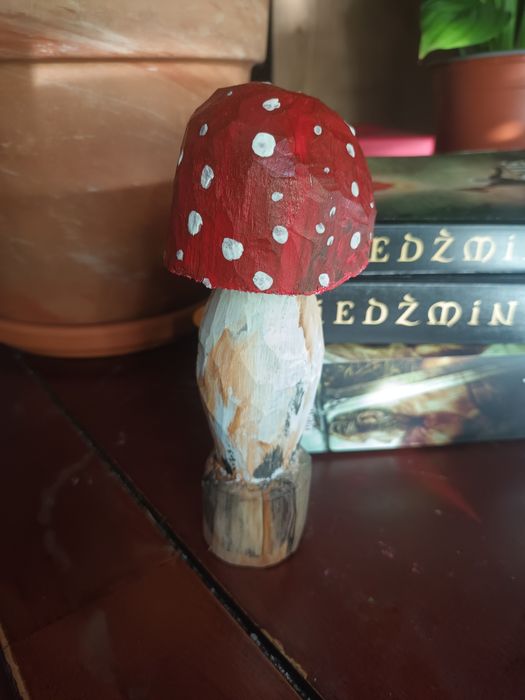 Drewniana figurka grzyba, handmade
