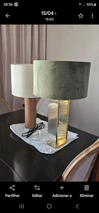 Vendo Candeeiro dourado com ou sem abajure em  separado