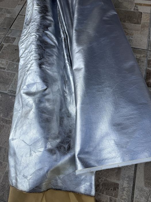 Ткань / опт / кожзам серебро - от 3 м