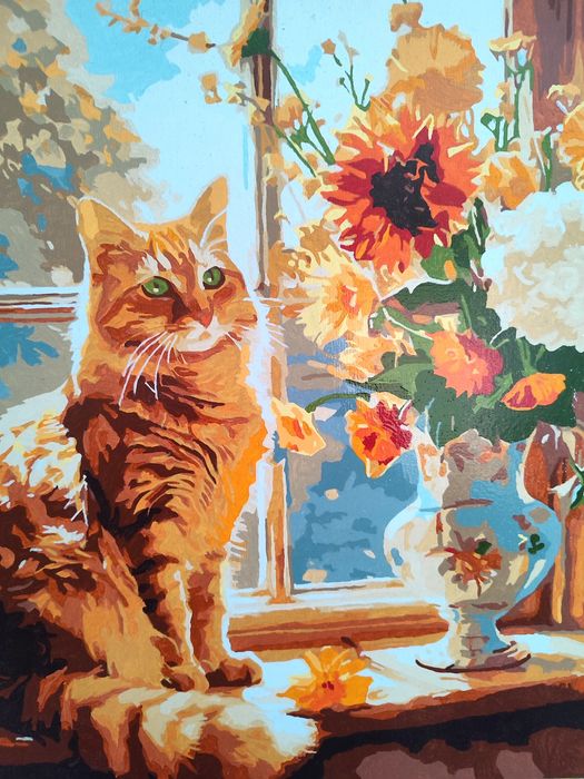 Картина по номерах "Рудий котик"(розфарбована)