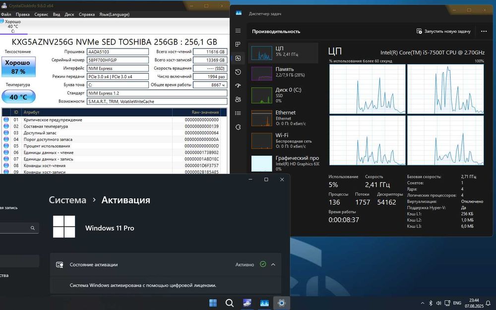 Мікро HP EliteDesk 800 G3 i5-7500T 8/256GB NVME m2 Wi-Fi компьютер