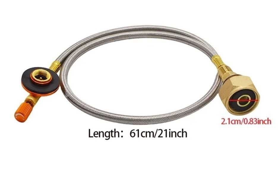 Kempingowy zestaw do napełniania butli gazowych.