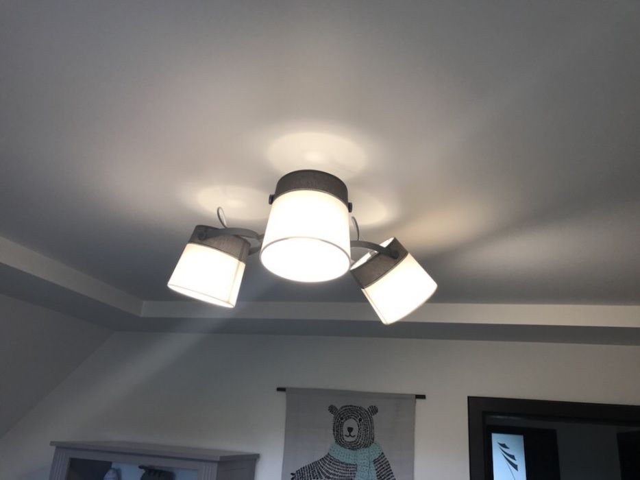 Lampa wisząca potrójna szaro-biała