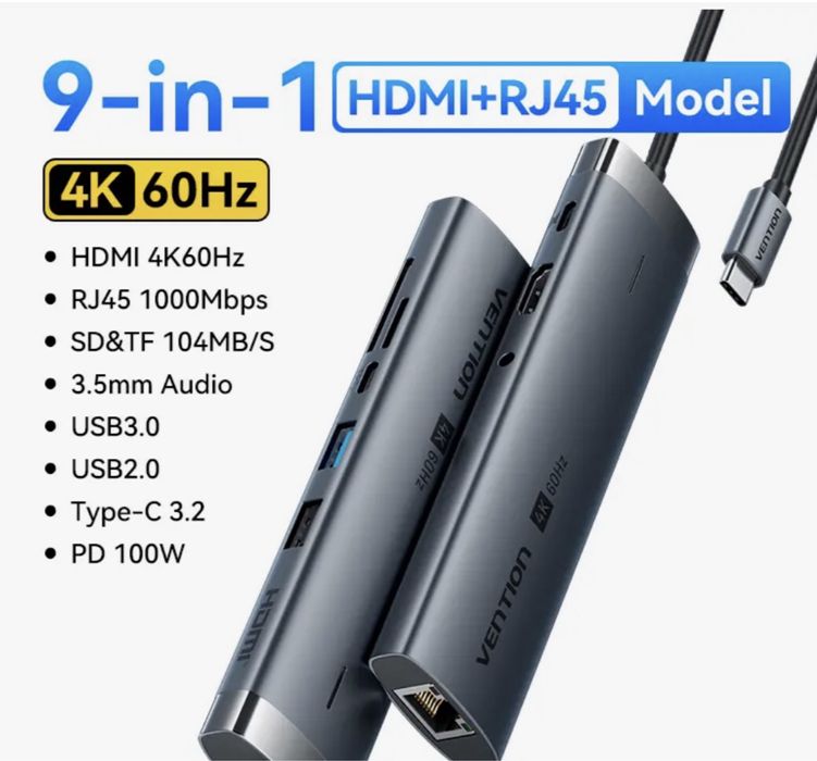 Hub / Docking Station 9 em 1 Vention
