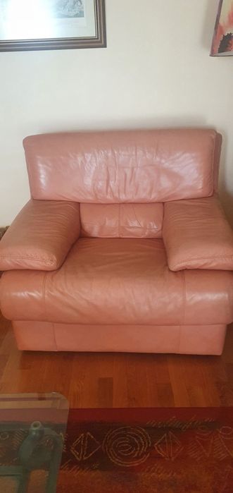 Sofás em pele italiana rosa/salmão