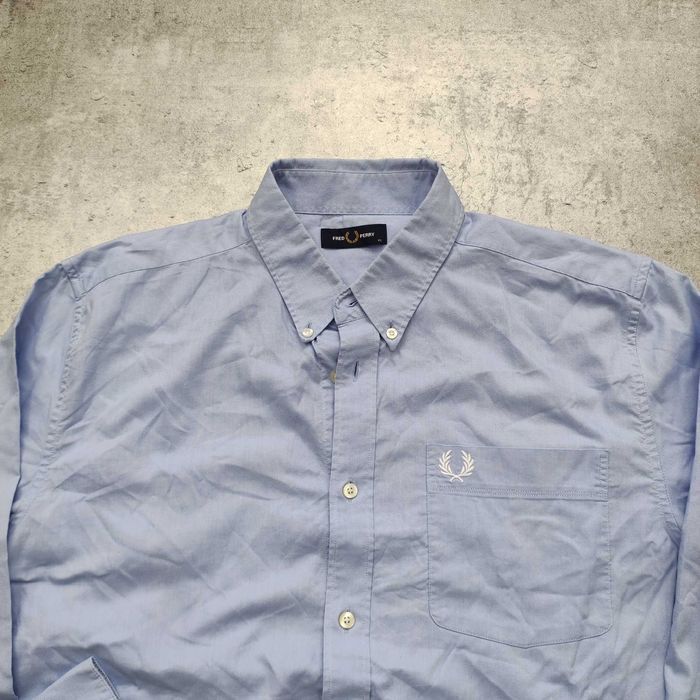 MĘSKA PREMIUM Luxury Elegancka Błękitna Koszula Kieszonka Fred Perry