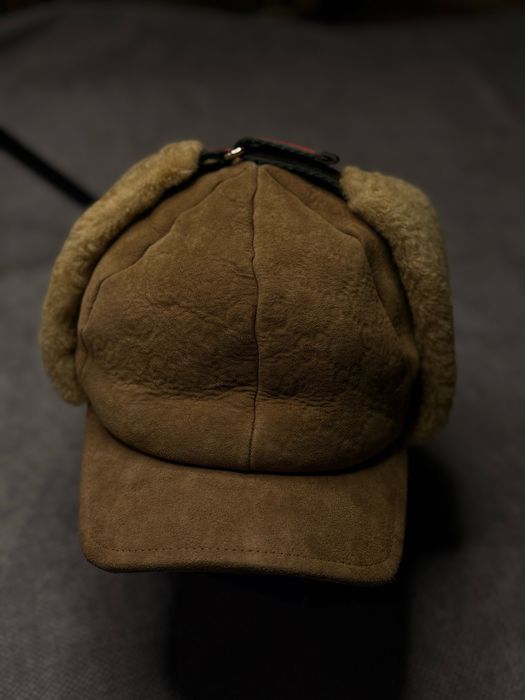 Кепка вушанка Gucci GG Shearling Earflap Cap-Тепла зимова бейсболка