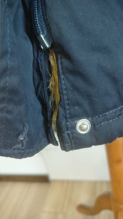 Kurtka parka płaszcz damska granatowa futerko cropp