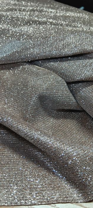 Dzianina Lureksowa Brokatowa – Srebrzysto-Champagne – 39 zł/mb