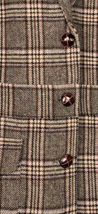 Laura Ashley żakiet w kratę z wełną Wool Blazer vintage retro 42