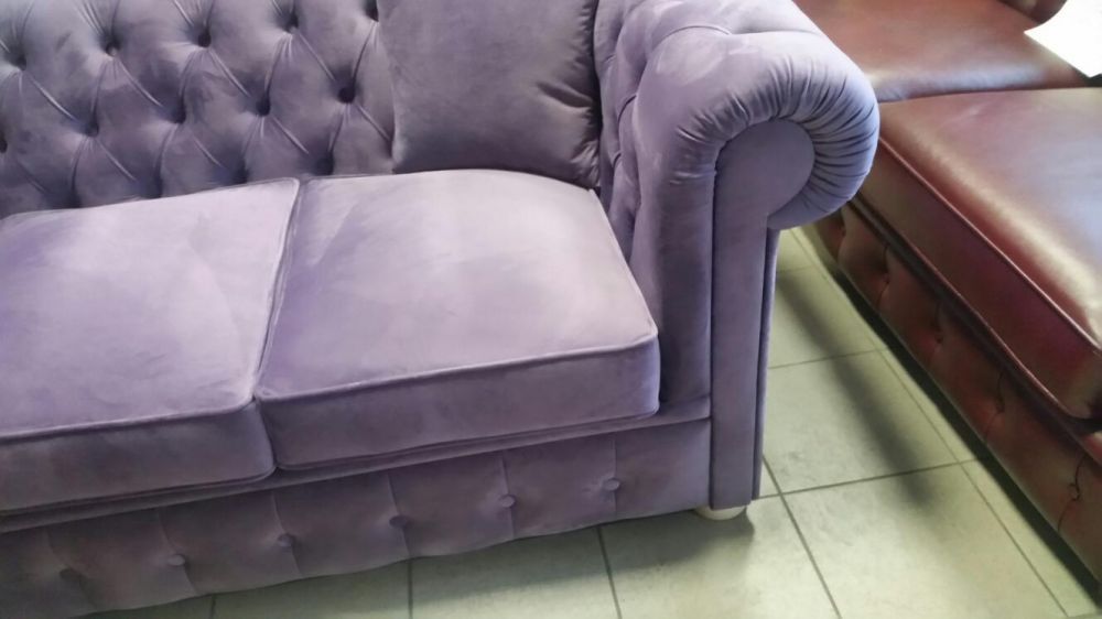 Chesterfield fiolet sofa 3-os
