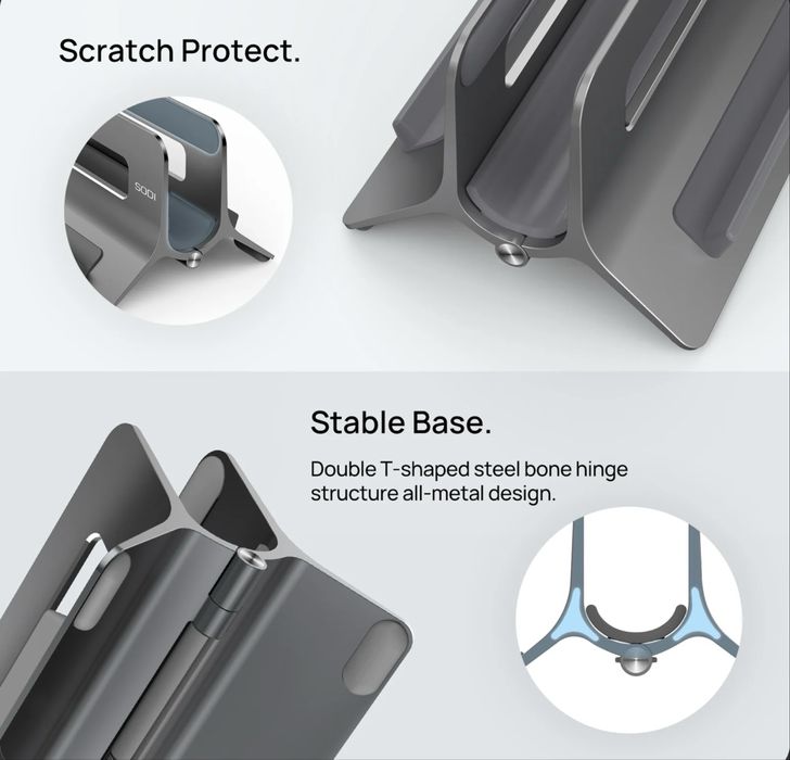 Suporte Vertical em Alumínio para Portátil – Novo