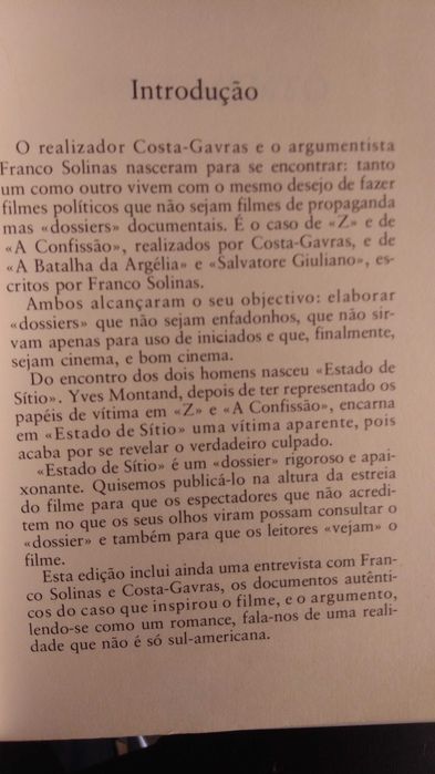 Estado De Sítio de Costa-Gavras e Franco Solinas
