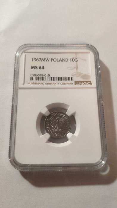 Moneta 10 groszy 1967 PRL GRADING NGC MS64 UNC