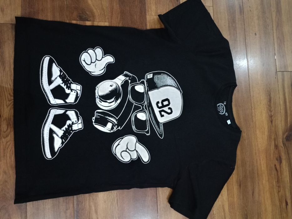 T-shirt czarny z krótkim rękawem, rozm. 170/176