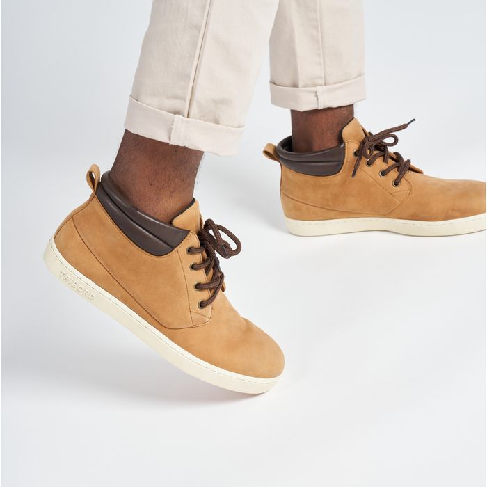 Sapato de Vela Homem 500 Couro Impermeável Ocre