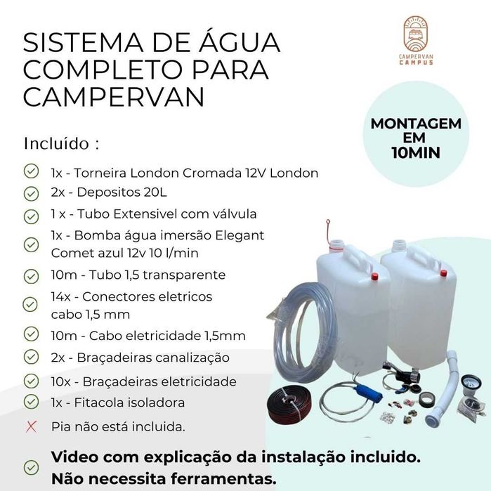 Sistema de água Campervan Completo