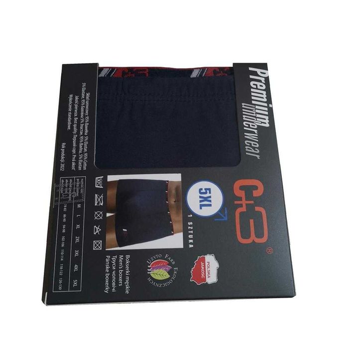 Bawełniane bokserki męskie C+3 czarne - 5XL Premium underwea