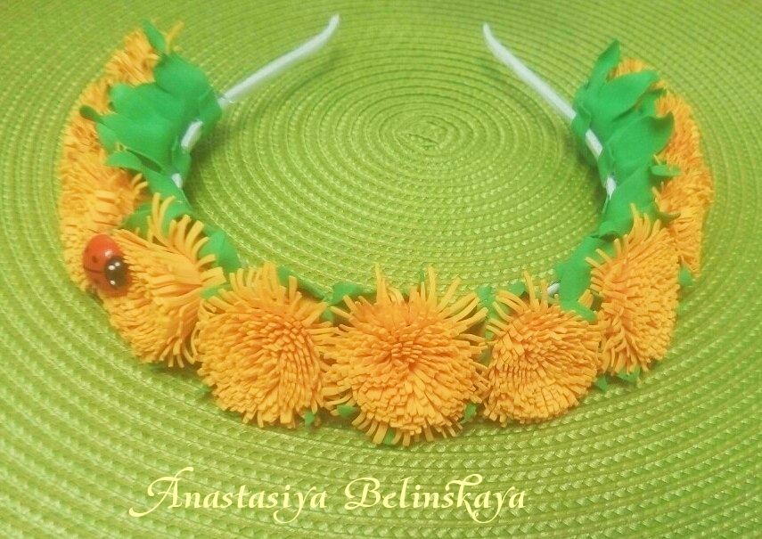 Продам обруч из одуванчиков из зефирного фоамерана ручной работы