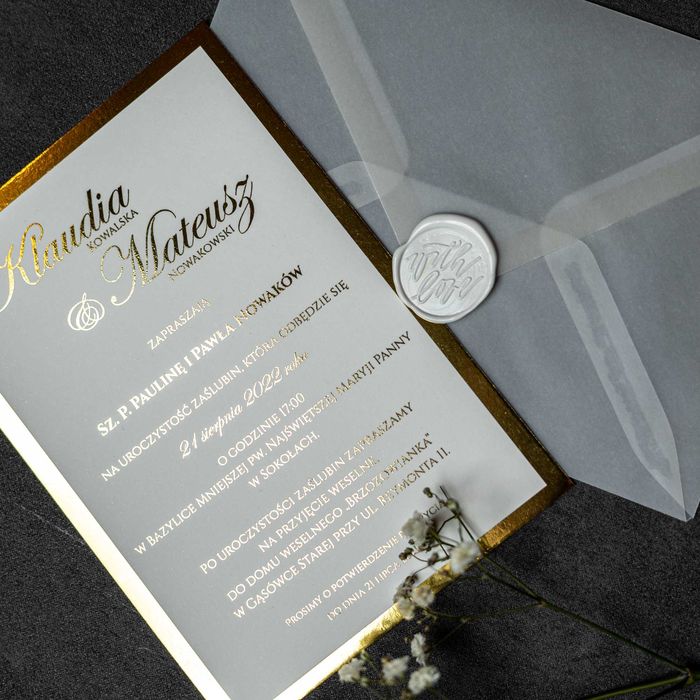 Zaproszenia ślubne GLAMOUR beauty glam z kopertą z kalki
