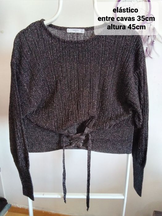 Camisola curta brilho MANGO tamanho S