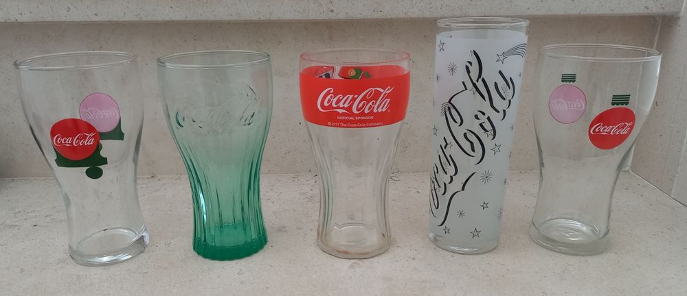 Conjunto de copos de vidro da Coca-Cola
