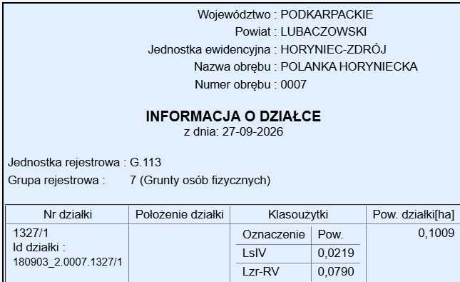 Działka leśna, rolna ok.85 arów  (REZERWACJA)