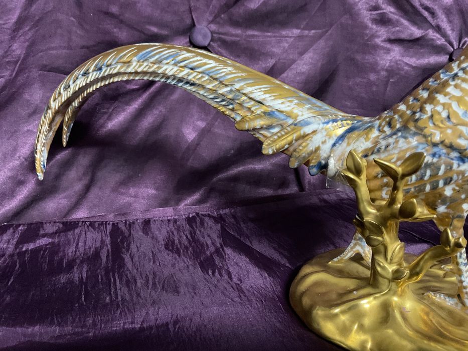 Par de faisões vista alegre pintura a ouro ,Discrição abaixo