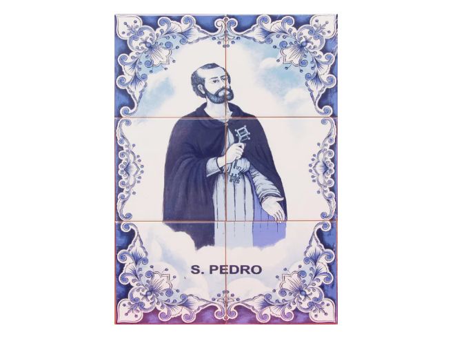 NOVO Painel de Azulejos SÃO PEDRO 45X 30 CM Quadro Imagem S. Santo