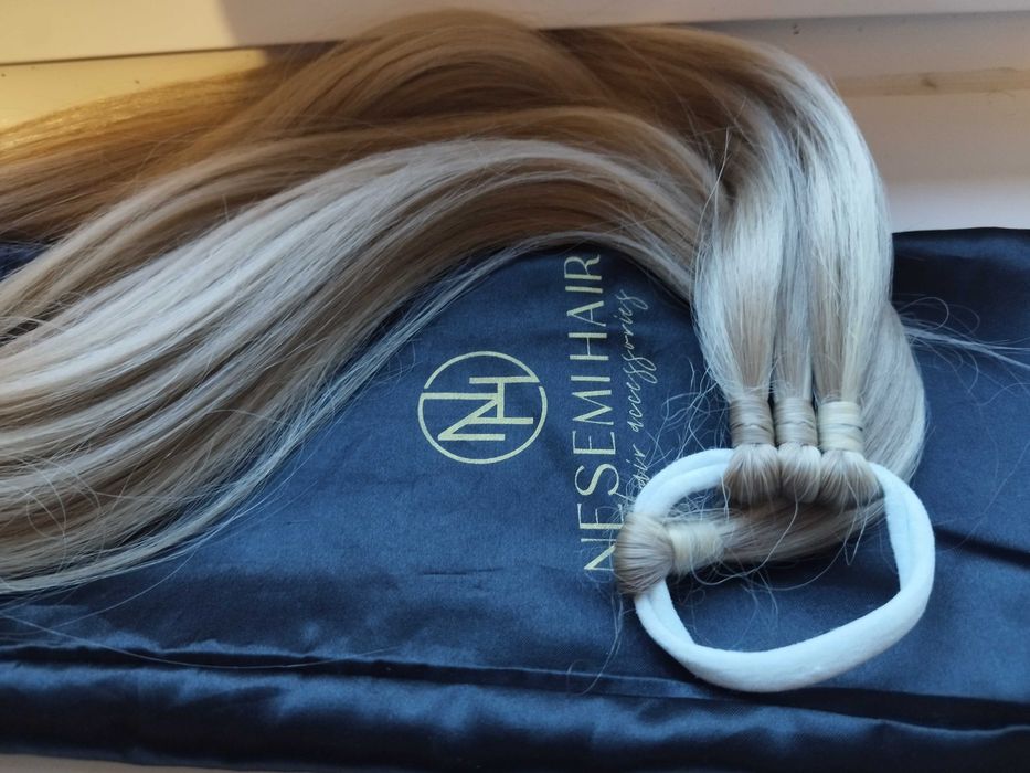 Włosy naturalny blond warkocz doczepiany 80cm nowy