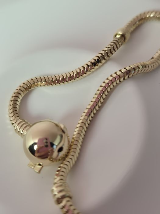 Złota bransoletka typu Pandora gładka kulka 18,5 cm  p. 585