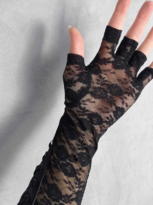 koronkowe wiązane rękawiczki eleganckie goth alternative lolita punk