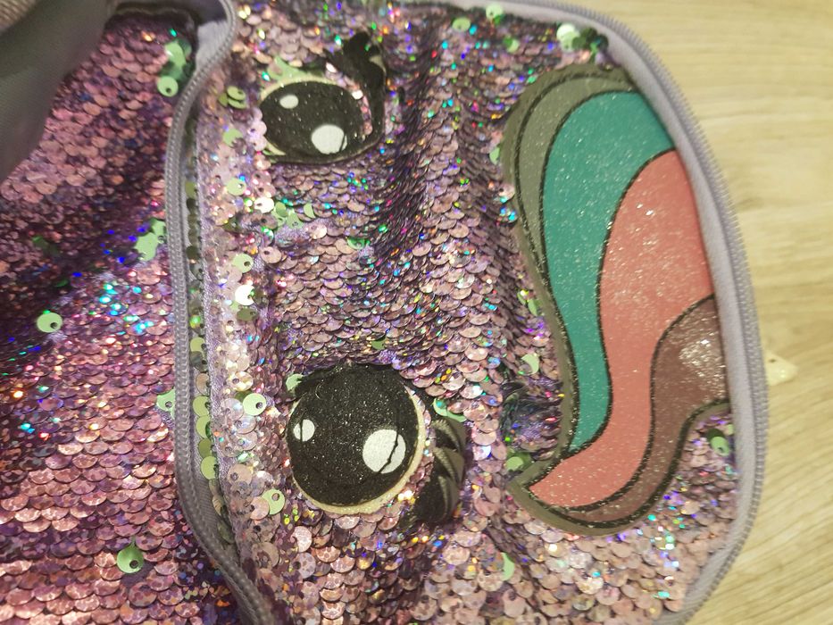 Plecak jednorożec  brokatowe cekiny fioletowy dla dziewczynki