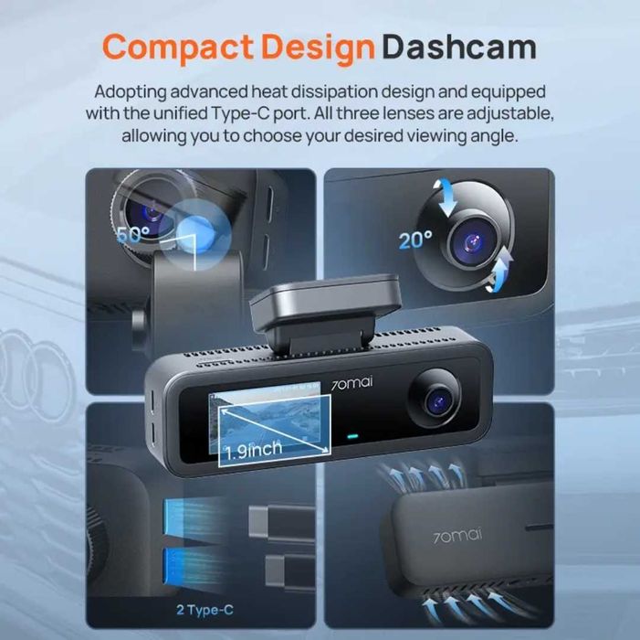 Відеореєстратор 70mai 4K T800E SET (модель 2025р.)