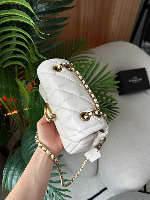 Coach Tabby Shoulder Bag 20 With Quilting Cream Gold