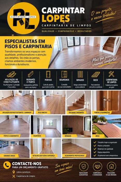 Aplicação de chão soalho flutuante e rodapé feito por profissionais