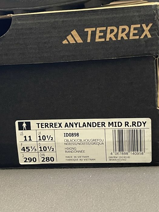 Новые мужские ботинки Adidas Terrex Anylander Mid RAIN.RDY (45⅓ / 29 см)