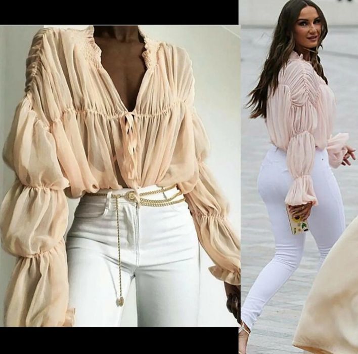 Stylowa bluzka koszula falbaniasta r.UNI