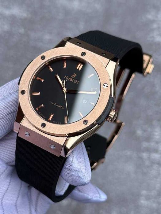 Швейцарские механические часы Hublot Classic Fusion Gold (Хублот). Премиум качество