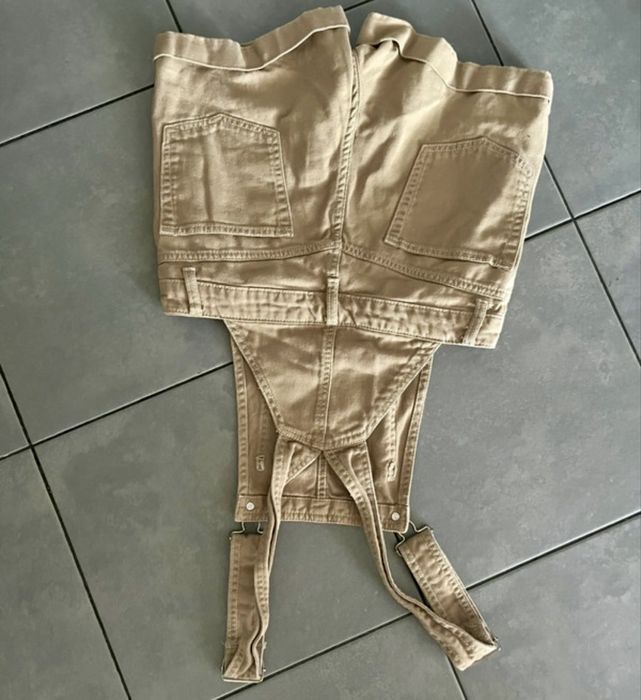 Ogrodniczki hm beżowe szelki jeansowe