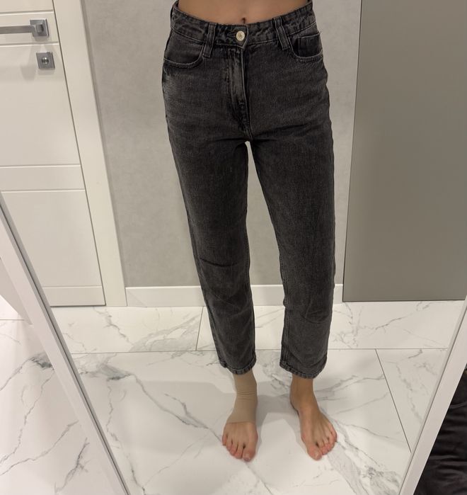 Джинсы Зара Zara черные mom fit