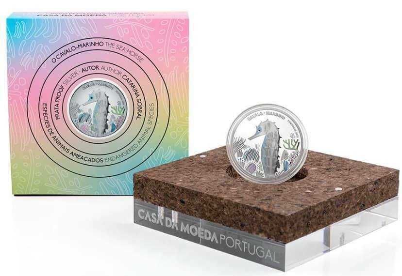 Moeda 5 Euros Prata Proof Cavalo Marinho