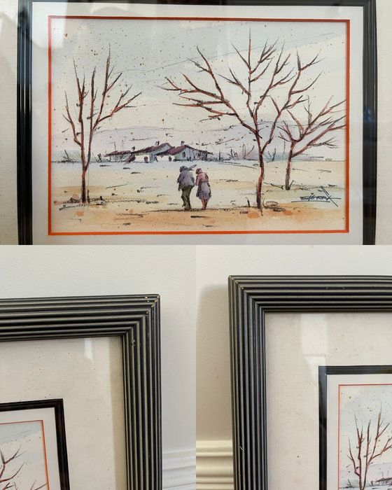 Obraz Akwarela 40.5cm x 35cm Sygnowany Rama