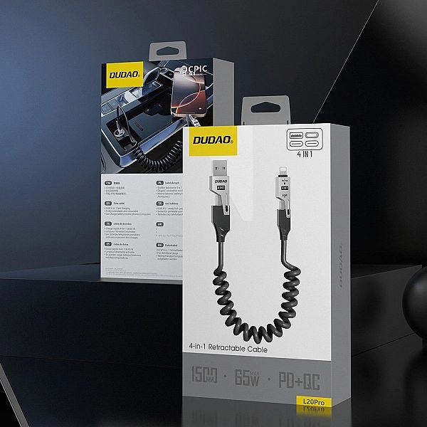 Kabel Dudao L20 Pro 4w1 USB-A / USB-C - Lightning / USB-C - czarny